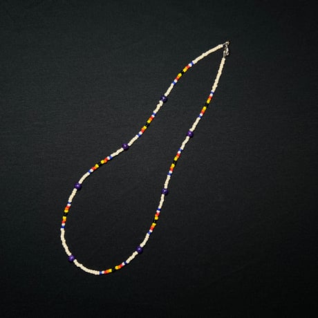 JOHN SOFIA Beads Necklace (WHITE & PURPLE EARTH)｜ジョンソフィア ビーズ ネックレス（ホワイト＆パープル アース）