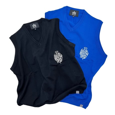 ATTACK ORIGINAL Angel Knit Vest (Blue, Black)｜アタックオリジナル エンジェル ニットベスト（ブルー/ブラック）