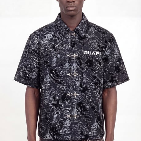 GUAPI Obsidian Black Laser Velvet Shirt (Obsidian Black) | グアピ オブシディアン ブラック レーザー ベルベット シャツ（ブラック）