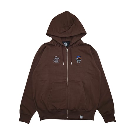 ADG Metal Face Zip Hoodie (Heather Gray, Brown)｜エーディージー メタルフェイス ジップフーディー（ヘザーグレー/ブラウン）