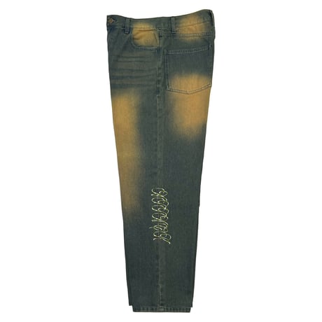 ADG SCRIPT OVER DYE JEANS (INDIGO/BRN)
