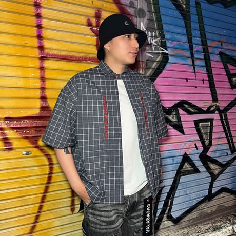 JOHN SOFIA One Button Check Shirt (Black)｜ジョンソフィア ワンボタン チェックシャツ（ブラック）