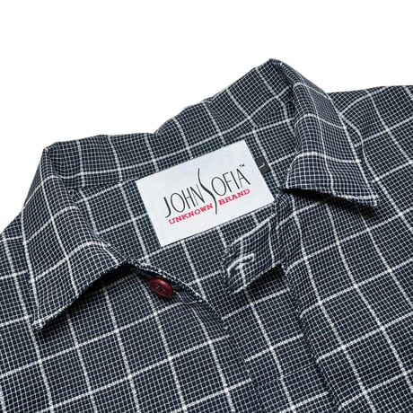 JOHN SOFIA One Button Check Shirt (Black)｜ジョンソフィア ワンボタン チェックシャツ（ブラック）