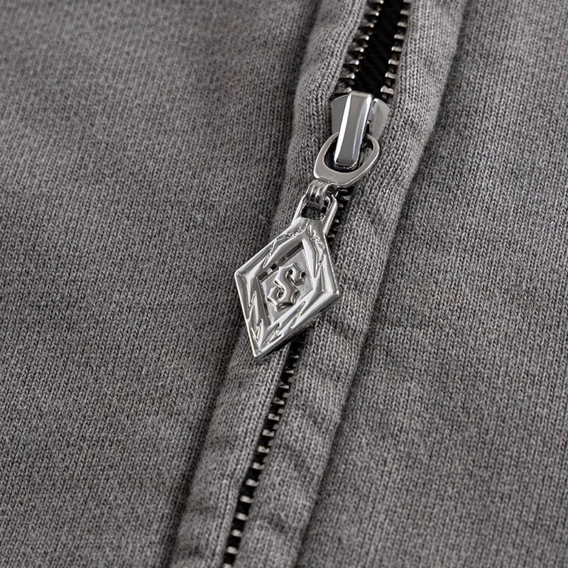 SUPPLIER SWITCHING PIERCED ZIP HOODIE V2 (GRAY)