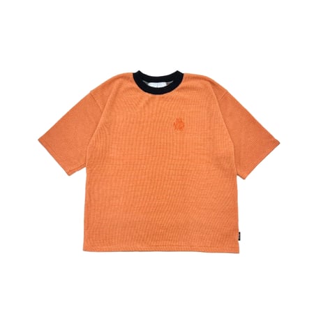 JOHN SOFIA RINGER THERMAL SS KNIT (ORANGE BORDER)｜ジョンソフィア リンガー サーマル ショートスリーブ ニット（オレンジ ボーダー）