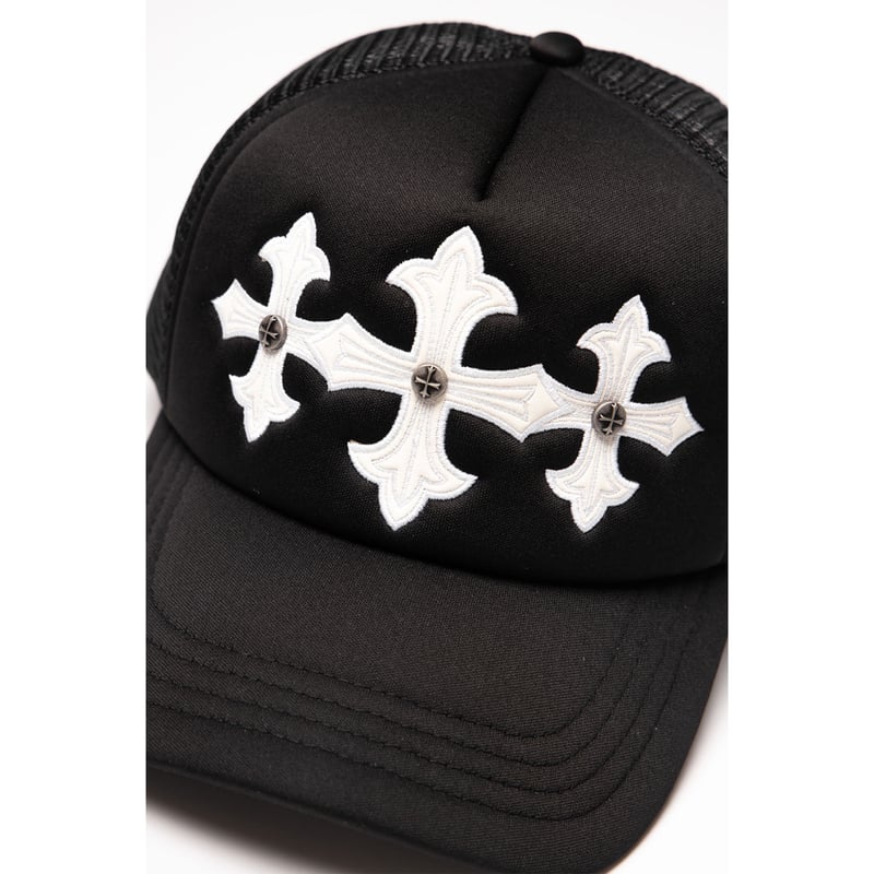 SUPPLIER Cross Leather Patch Mesh Cap (BLACK) |