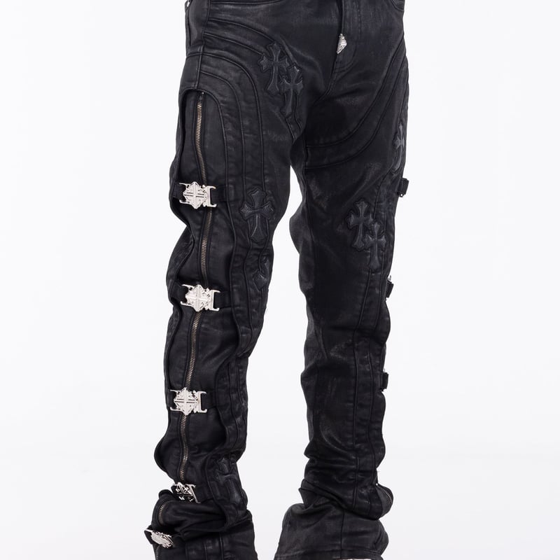 GUAPI All Black Cross Buckle Denim (ALL Black)