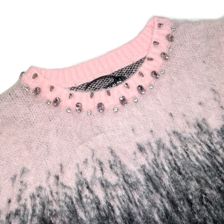 VALABASAS ARRANGED MOHAIR SWEATER (BLACK/PINK)｜ヴァラバサス アレンジド モヘア セーター（ブラック／ピンク）