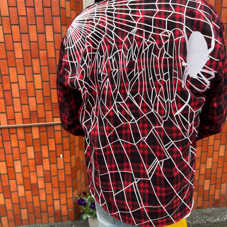 REVENGE EMBSPIDER FLANNEL (RED)｜リベンジ EMBスパイダー フランネル（レッド）
