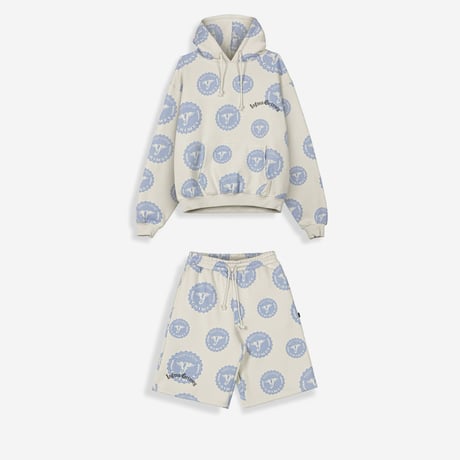 GRIMEY CHIEF WATCHER BOXY HOODIE & SWEATSHORTS SET-UP (OFF WHITE)｜グライミー セットアップ（オフホワイト）