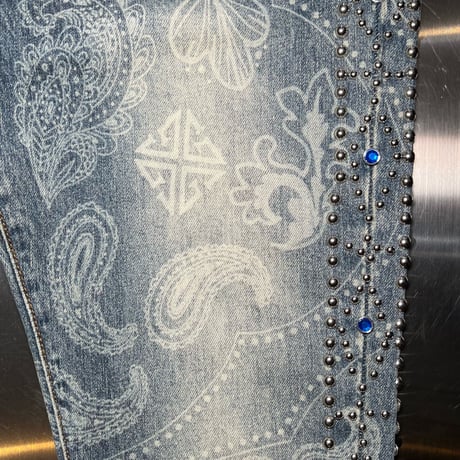 GUAPI Aqua Blue Rivets Stacked Denim (Blue)