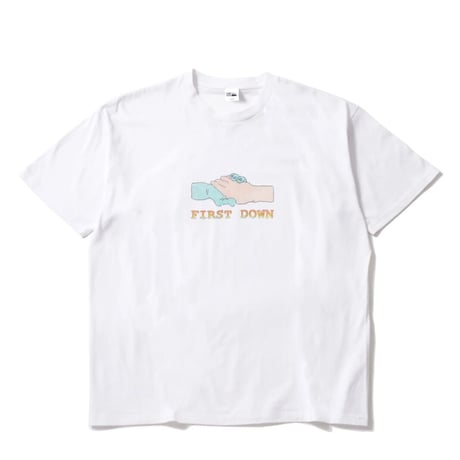 FIRST DOWN S/S Tee #1 by Lee Qura (Black, Sand Beige)｜ファーストダウン S/S ティー #1 by リー クラ（ブラック/サンドベージュ）