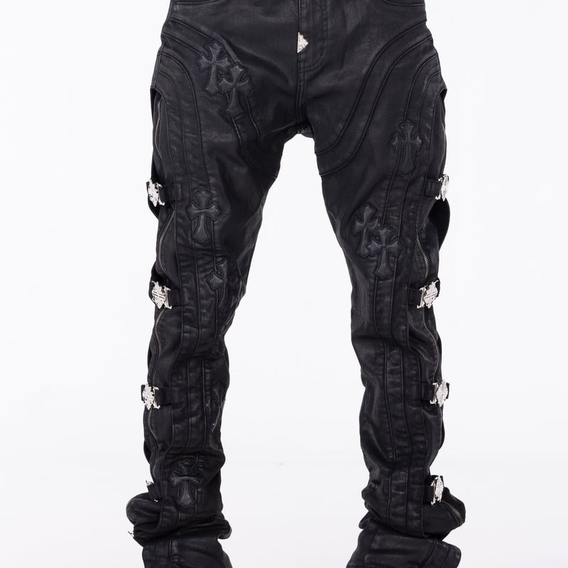 GUAPI All Black Cross Buckle Denim (ALL Black)