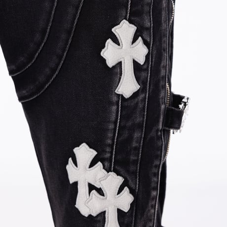 GUAPI Obsidian Black Cross Buckle Denim (Black) | グアピ オブシディアンブラック クロスバックル デニム（ブラック）