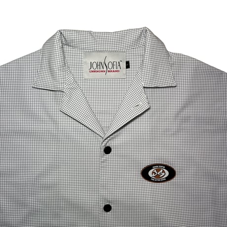 JOHN SOFIA Logo Squares LS Shirt (White)｜ジョンソフィア ロゴスクエアーズ ロングスリーブシャツ（ホワイト）
