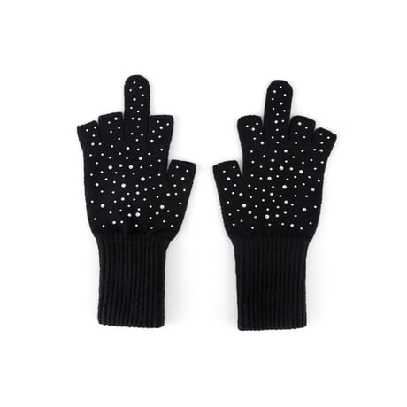 SUPPLIER Rhinestone Fingerless Glove (Black)｜サプライヤー ラインストーン フィンガーレスグローブ（ブラック）