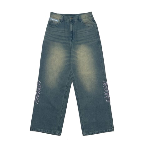 ADG SCRIPT OVER DYE JEANS (INDIGO/BEG)｜エーディージー スクリプト オーバーダイ ジーンズ（インディゴ/ベージュ）