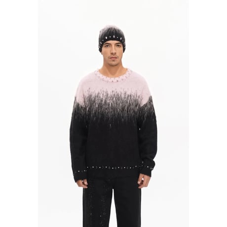 VALABASAS ARRANGED MOHAIR SWEATER (BLACK/PINK)｜ヴァラバサス アレンジド モヘア セーター（ブラック／ピンク）