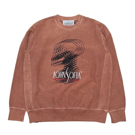 JOHN SOFIA ACID CT CREWNECK SWEAT (BLACK, HEATHER GREY, NATURAL SPECKLE, GARMENTDYE ORANGE)｜ジョンソフィア