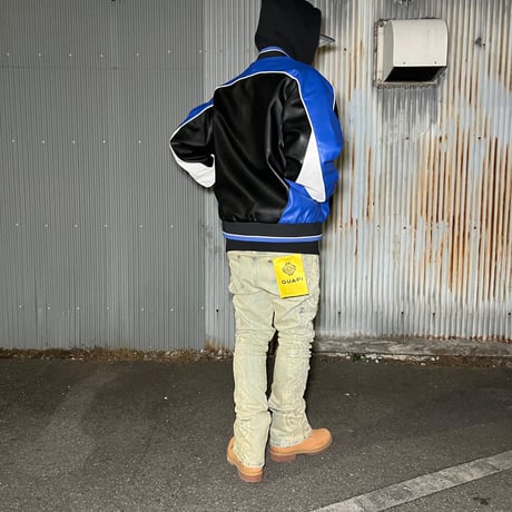 FUBU FAUX LEATHER GAME JACKET (BLUE)｜フブ ファックス レザー ゲームジャケット（ブルー）