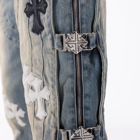 GUAPI Vintage Blue Cross Buckle Denim (Vintage Blue) | グアピ ヴィンテージブルー クロスバックル デニム（ヴィンテージブルー）