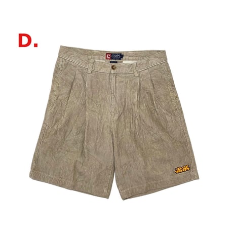 SLOW UP Custom 90’s Vintage Corduroy Shorts (D, E, F, G, H)｜スロウアップ カスタム 90’s ヴィンテージ コーデュロイショーツ
