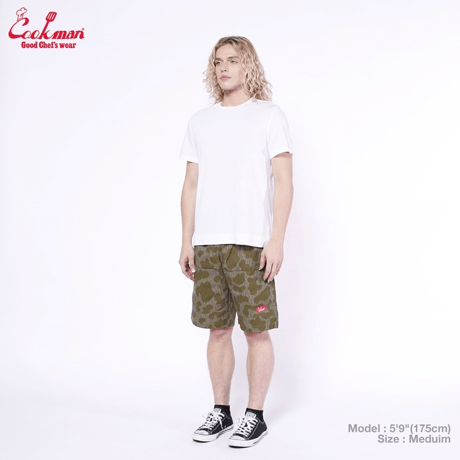 Cookman Chef Pants Short Front Pocket Raindrop Camo (Green) | クックマン ショートフロントポケット カモパンツ（グリーン）