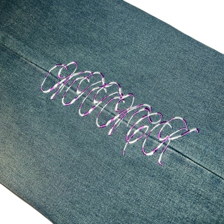 ADG SCRIPT OVER DYE JEANS (INDIGO/BEG)｜エーディージー スクリプト オーバーダイ ジーンズ（インディゴ/ベージュ）