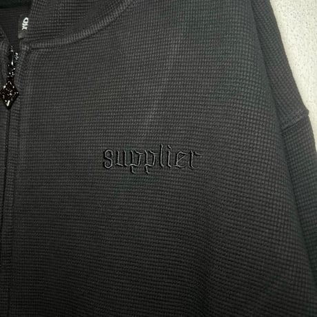 SUPPLIER Multiple Cross Leather Patch Thermal Zip Hoodie (Black)｜サプライヤー クロス レザーパッチ ジップフーディー（ブラック）