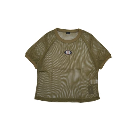 JOHN SOFIA Icon Badge Mesh S/S Tee (Olive/Brown)｜ジョンソフィア アイコンバッジ メッシュショートスリーブTシャツ（オリーブ/ブラウン）