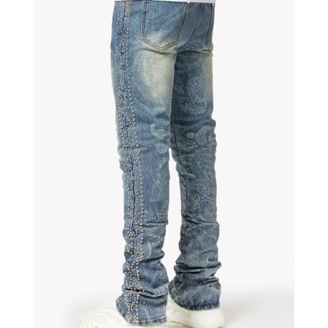 GUAPI Aqua Blue Rivets Stacked Denim (Blue) | グアピ アクアブルー リベッツ スタックド デニム (ブルー)