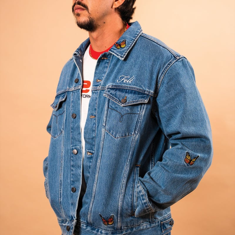 FELT Butterfly Garden Denim Jacket (Washed Deni