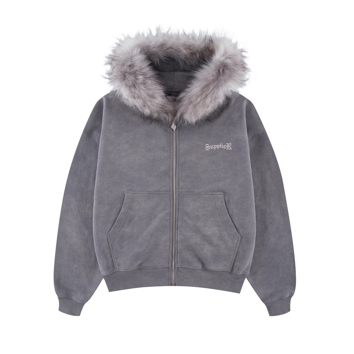 ジップフーディ Faux Fur Cross Zip Hoodie ジップフーディ｜Faux Fur Cross Zip Hoodie｜SUPPLIER