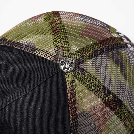 SUPPLIER Camouflage Cross Leather Patch Mesh Cap (BLACK)｜サプライヤー カモフラージュ クロス レザー パッチ メッシュキャップ（ブラック）