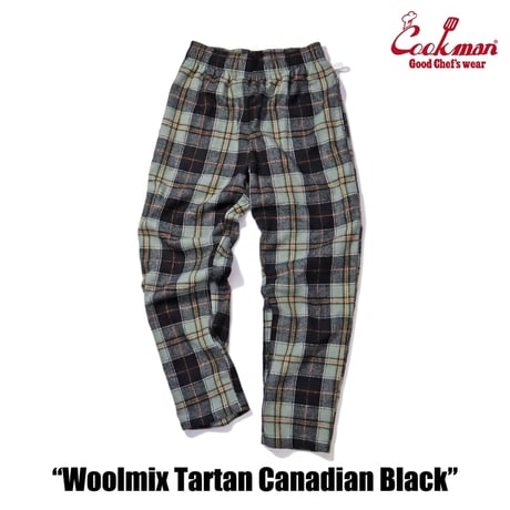 Cookman Chef Pants Woolmix Tartan Canadian (Black)｜クックマン ウールミックス タータン カナディアン シェフパンツ（ブラック）