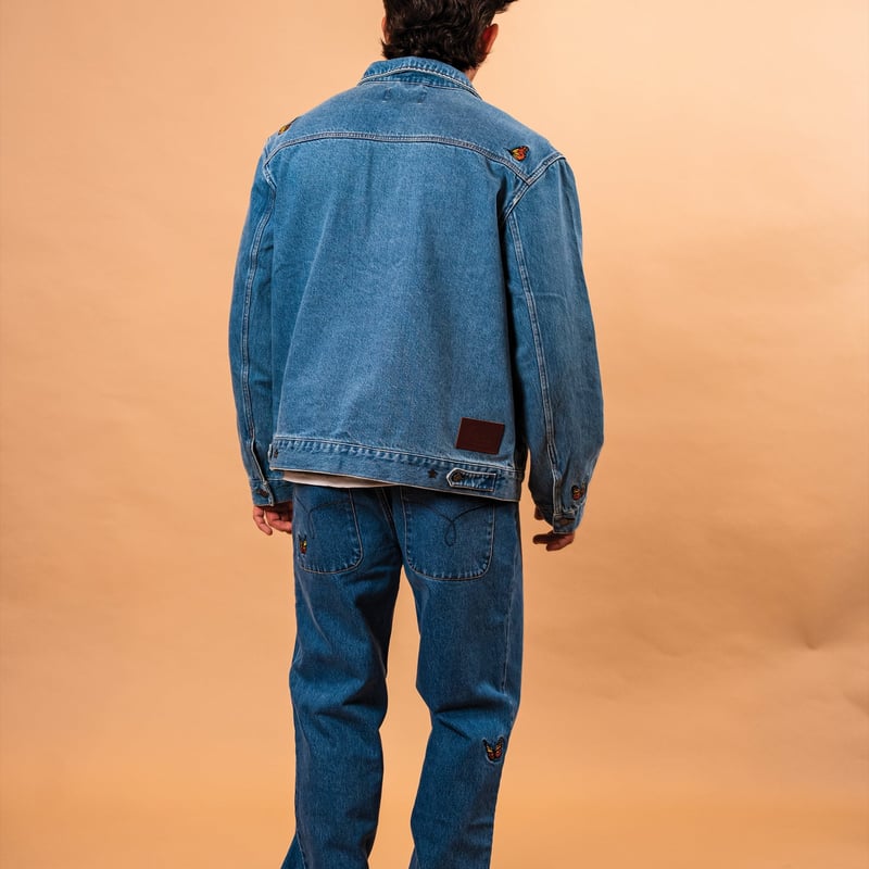 FELT Butterfly Garden Denim Jacket (Washed Deni