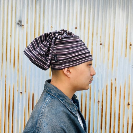 JOHN SOFIA Border Tube Beanie (Gray&BlackWhitePink)｜ジョンソフィア ボーダー チューブ ビーニー（グレー＆ブラック・ホワイト・ピンク）