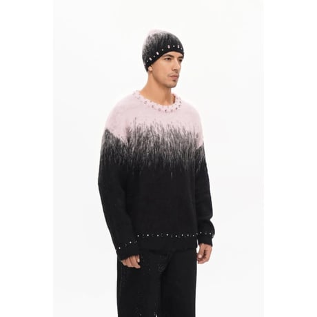 VALABASAS ARRANGED MOHAIR SWEATER (BLACK/PINK)｜ヴァラバサス アレンジド モヘア セーター（ブラック／ピンク）