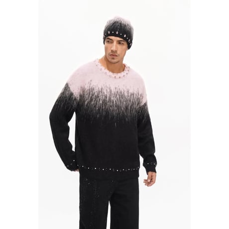 VALABASAS ARRANGED MOHAIR SWEATER (BLACK/PINK)｜ヴァラバサス アレンジド モヘア セーター（ブラック／ピンク）