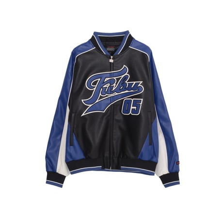 FUBU FAUX LEATHER GAME JACKET (BLUE)｜フブ ファックス レザー ゲームジャケット（ブルー）
