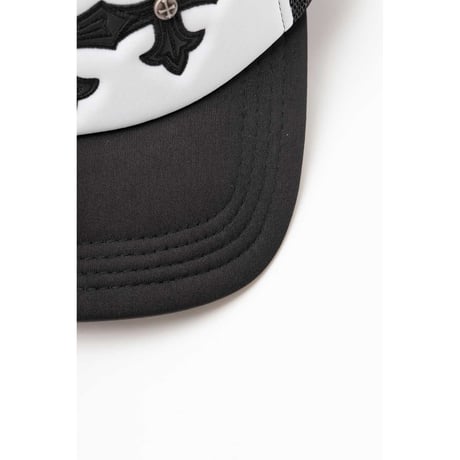 SUPPLIER Cross Leather Patch Mesh Cap (BLACK/WHITE)｜サプライヤー クロス レザー パッチ メッシュキャップ（ブラック／ホワイト）