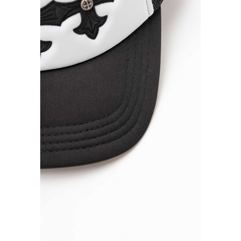 SUPPLIER Cross Leather Patch Mesh Cap (BLACK/WH