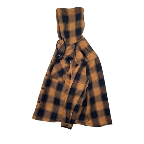 ATTACK ORIGINAL Heavy Flannel Hooded Shirt (Brick)｜アタックオリジナル ヘビーフランネル フーデッドシャツ（ブリック）