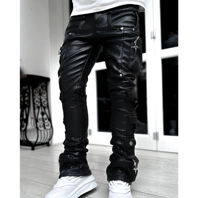 GUAPI Obsidian Black Cargo Leather Pant (Black)