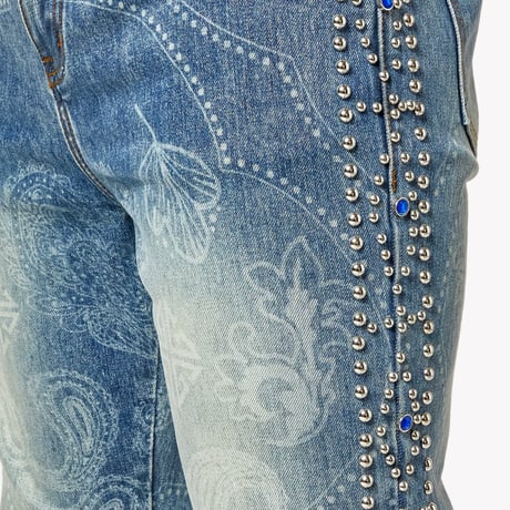 GUAPI Aqua Blue Rivets Stacked Denim (Blue)