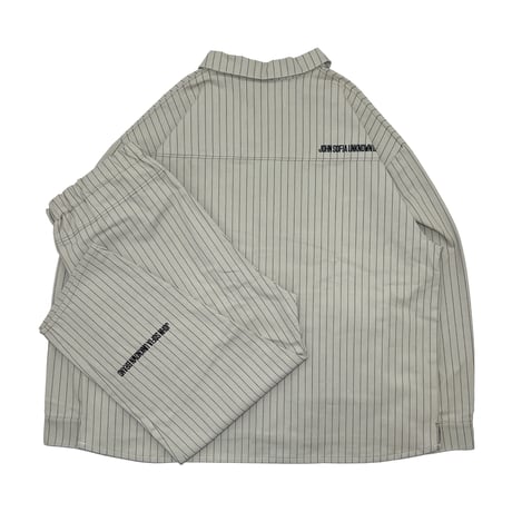 JOHN SOFIA Pinstripe Worker Shirtjacket & Pants Setup (Beige)｜ジョンソフィア ピンストライプ ワーカーセットアップ