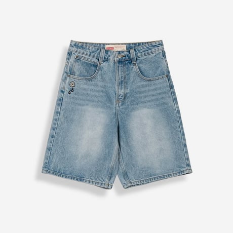 GRIMEY STARDUST BAGGY DENIM SHORTS (WASHED LIGHT BLUE)｜グライミー スターダスト バギーデニムショーツ（ウォッシュドライトブルー）