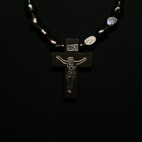 JOHN SOFIA Jesus Pearl Beads Necklace (Black)｜ジョンソフィア ジーザス パールビーズネックレス（ブラック）