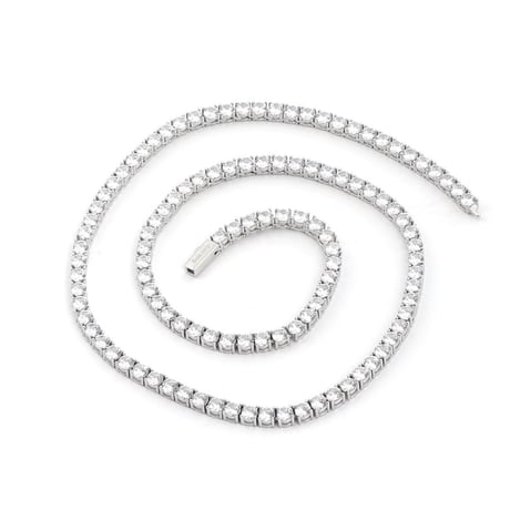 $ole Only CZ Diamond 4mm Tennis Chain Necklace (Silver)｜ソールオンリー CZ ダイヤモンド 4mm テニスチェーン ネックレス（シルバー）