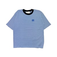 JOHN SOFIA Texture Border Linger Tee (Blue) | ジョンソフィア テクスチャー ボーダー リンガー ティー (ブルー)